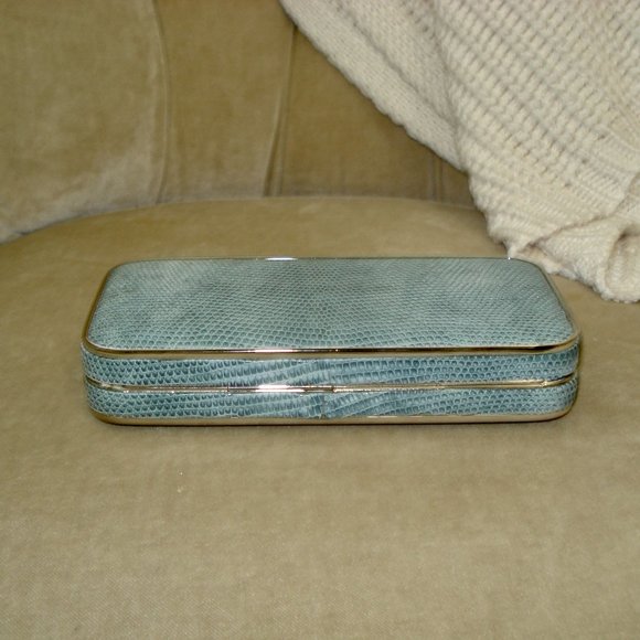 Auth DARBY SCOTT Italy Genuine Lizard Shoulder Clutch Minaudiere Bag - Picture 5 of 7